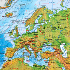 Карта мира физическая 101&times;66 см, 1:29М, с ламинацией, интерактивная, в тубусе, BRAUBERG, 112378