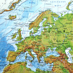 Карта мира физическая 120&times;78 см, 1:25М, с ламинацией, интерактивная, в тубусе, BRAUBERG, 112380