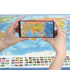 Карта мира политическая 157&times;107см, 1:21,5М, с ламинацией, интерактивная, европодвес, BRAUBERG, 112386