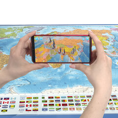 Карта мира политическая 157&times;107см, 1:21,5М, с ламинацией, интерактивная, европодвес, BRAUBERG, 112386