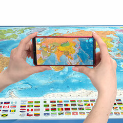 Карта мира политическая 199&times;134 см, 1:15,5М, с ламинацией, интерактивная, европодвес, BRAUBERG, 112387