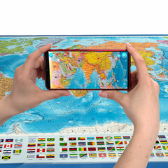 Карта мира политическая 199&times;134 см, 1:15,5М, с ламинацией, интерактивная, европодвес, BRAUBERG, 112387