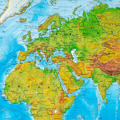 Карта мира физическая 157&times;107 см, 1:21,5М, с ламинацией, интерактивная, в тубусе, BRAUBERG, 112388