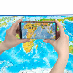 Карта мира физическая 157&times;107 см, 1:21,5М, с ламинацией, интерактивная, в тубусе, BRAUBERG, 112388