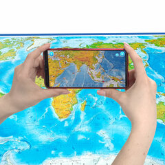 Карта мира физическая 157&times;107 см, 1:21,5М, с ламинацией, интерактивная, в тубусе, BRAUBERG, 112388