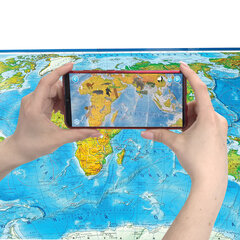 Карта мира физическая 199&times;134 см, 1:15,5М, с ламинацией, интерактивная, в тубусе, BRAUBERG, 112389