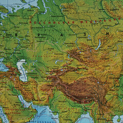 Карта мира физическая 199&times;134 см, 1:15,5М, с ламинацией, интерактивная, в тубусе, BRAUBERG, 112389