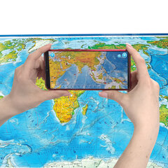 Карта мира физическая 199&times;134 см, 1:15,5М, с ламинацией, интерактивная, в тубусе, BRAUBERG, 112389