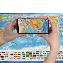 Карта мира политическая 157&times;107 см, 1:21,5М, с ламинацией, интерактивная, в тубусе, BRAUBERG, 112390