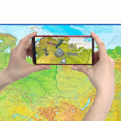 Карта России физическая 157&times;107 см, 1:5,5М, с ламинацией, интерактивная, европодвес, BRAUBERG, 112398