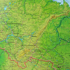 Карта России физическая 157&times;107 см, 1:5,5М, с ламинацией, интерактивная, в тубусе, BRAUBERG, 112399