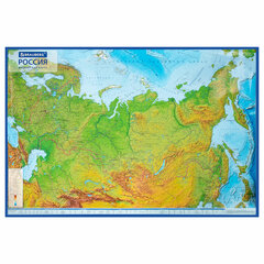 Карта России физическая 157&times;107 см, 1:5,5М, с ламинацией, интерактивная, в тубусе, BRAUBERG, 112399