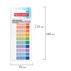 Закладки клейкие BRAUBERG, 44&times;12 мм, 100 штук (10 цветов х 10 листов), на пластиковой линейке 15 см, 112428