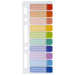 Закладки клейкие BRAUBERG, 44&times;12 мм, 100 штук (10 цветов х 10 листов), на пластиковой линейке 15 см, 112428