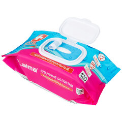 Салфетки влажные 120 шт., АНТИБАКТЕРИАЛЬНЫЕ, с пластиковым клапаном, LAIMA &laquo;Antibacterial&raquo;, 112497