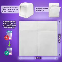 Салфетки бумажные для диспенсера, LAIMA (N2) PREMIUM, 1-слойные, КОМПЛЕКТ 30 пачек по 100 шт., 17x17,5 см, белые, 112509