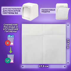 Салфетки бумажные для диспенсера, LAIMA (N2) PREMIUM, 1-слойные, КОМПЛЕКТ 30 пачек по 100 шт., 17x17,5 см, белые, 112509