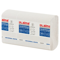 Полотенца бумажные 190 шт., LAIMA (Система H2) UNIVERSAL WHITE, 1-слойные, белые, КОМПЛЕКТ 21 пачка, 22,5&times;20,5 см, Z-сложения, 112517