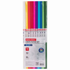 Бумага гофрированная/<wbr/>креповая, 32 г/<wbr/>м<sup>2</sup>, 50&times;250 см, НАБОР 10 рулонов, яркие цвета, BRAUBERG, 112556