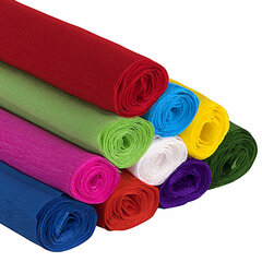 Бумага гофрированная/<wbr/>креповая, 32 г/<wbr/>м<sup>2</sup>, 50&times;250 см, НАБОР 10 рулонов, яркие цвета, BRAUBERG, 112556