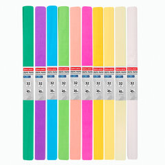 Бумага гофрированная/<wbr/>креповая, 32 г/<wbr/>м<sup>2</sup>, 50&times;250 см, НАБОР 10 рулонов, пастель, BRAUBERG, 112557