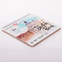 Скетчбук, акварельная бумага 200 г/<wbr/>м<sup>2</sup>, 195&times;195 мм, 20 л., гребень, твердая обложка, BRAUBERG ART, 112979