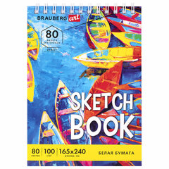 Скетчбук белая бумага 100 г/<wbr/>м<sup>2</sup> 165&times;240 мм, 80 л., гребень, твердая обложка, BRAUBERG ART DEBUT, 112985