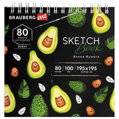 Скетчбук белая бумага 100 г/<wbr/>м<sup>2</sup> 195&times;195 мм, 80 л., гребень, твердая обложка, BRAUBERG ART DEBUT, 112986