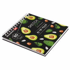 Скетчбук белая бумага 100 г/<wbr/>м<sup>2</sup> 195&times;195 мм, 80 л., гребень, твердая обложка, BRAUBERG ART DEBUT, 112986