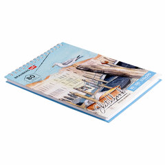 Скетчбук, белая бумага 100 г/<wbr/>м<sup>2</sup>, 210&times;290 мм, 80 л., гребень, твердая обложка, BRAUBERG ART DEBUT, 112987