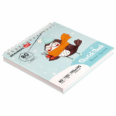 Скетчбук, белая бумага 120 г/<wbr/>м<sup>2</sup> 195&times;195 мм, 80 л., гребень, твердая обложка, BRAUBERG ART DEBUT, 112991