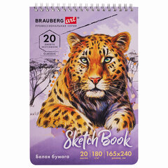 Скетчбук, белая бумага 180 г/<wbr/>м<sup>2</sup>, 165&times;240 мм, 20 л., гребень, твердая обложка, BRAUBERG ART CLASSIC, 112993