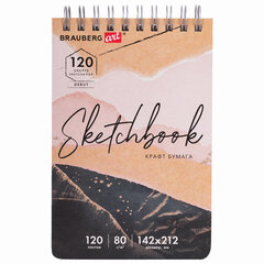 Скетчбук, крафт-бумага 80 г/<wbr/>м<sup>2</sup>, 142&times;212 мм, 120 л., гребень, твердая обложка, BRAUBERG ART DEBUT, 112998