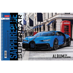 Альбом для рисования А4 32 л., спираль, обложка картон, HATBER, 205х290 мм, "BLUEsupercar" (5 видов), 067365