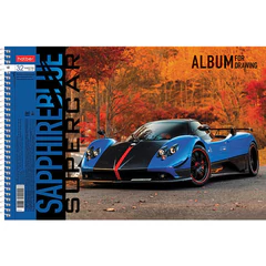 Альбом для рисования А4 32 л., спираль, обложка картон, HATBER, 205х290 мм, "BLUEsupercar" (5 видов), 067365