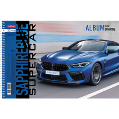 Альбом для рисования А4 32 л., спираль, обложка картон, HATBER, 205х290 мм, "BLUEsupercar" (5 видов), 067365