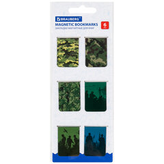Закладки для книг МАГНИТНЫЕ, &laquo;MILITARY&raquo;, набор 6 шт., 35&times;25 мм, BRAUBERG, 113164
