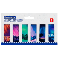 Закладки для книг МАГНИТНЫЕ, &laquo;GALAXY&raquo;, набор 12 шт., 60&times;20 мм, BRAUBERG, 113171