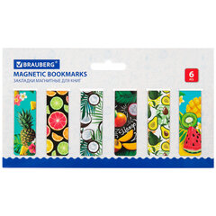 Закладки для книг МАГНИТНЫЕ, &laquo;FRUITS&raquo;, набор 12 шт., 60&times;20 мм, BRAUBERG, 113173