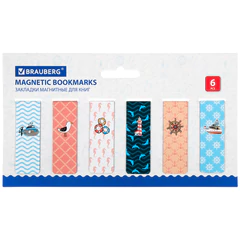 Закладки для книг МАГНИТНЫЕ, &laquo;SEA&raquo;, набор 12 шт., 60&times;20 мм, BRAUBERG, 113174
