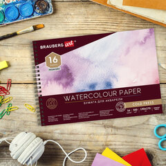 Альбом для акварели, бумага 300 г/<wbr/>м<sup>2</sup>, 190&times;270 мм, среднее зерно, 16 листов, гребень, BRAUBERG ART &laquo;PREMIERE&raquo;, 113212