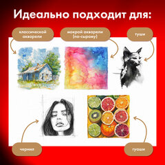 Бумага для акварели 300 г/<wbr/>м<sup>2</sup> 560&times;760 мм среднее зерно, 10 листов, BRAUBERG ART PREMIERE, 113238