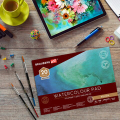 Папка для акварели/<wbr/>планшет, 300 г/<wbr/>м<sup>2</sup>, 190&times;270 мм, склейка, крупное зерно, 20 л., BRAUBERG ART PREMIERE, 113247