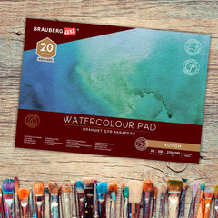 Папка для акварели/<wbr/>планшет, 300 г/<wbr/>м<sup>2</sup>, 270&times;390 мм, склейка, крупное зерно, 20 л., BRAUBERG ART PREMIERE, 113250