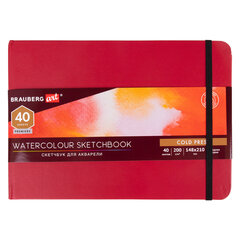 Скетчбук для акварели, 200 г/<wbr/>м<sup>2</sup>, 148&times;210 мм, среднее зерно, 40 л., КОЖЗАМ, резинка, BRAUBERG ART PREMIERE, 113265