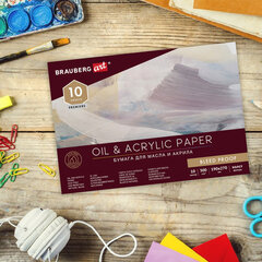 Альбом для акрила и масла, 300 г/<wbr/>м<sup>2</sup>, 190&times;270 мм, 10 листов, склейка, тиснение &laquo;холст&raquo;, BRAUBERG ART PREMIERE, 113267