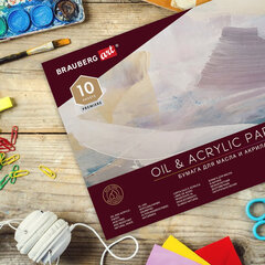 Альбом для акрила и масла, 300 г/<wbr/>м<sup>2</sup>, 270&times;390 мм, 10 листов, склейка, тиснение &laquo;холст&raquo;, BRAUBERG ART PREMIERE, 113268