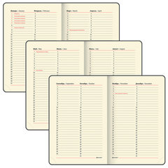 Ежедневник недатированный МАЛЫЙ 100&times;150 мм А6 BRAUBERG &laquo;Metropolis Mix&raquo;, под кожу, 136 л., красный, 113304