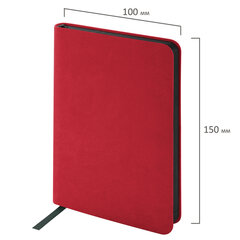 Ежедневник недатированный МАЛЫЙ 100&times;150 мм А6 BRAUBERG &laquo;Metropolis Mix&raquo;, под кожу, 136 л., красный, 113304
