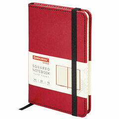 Блокнот МАЛЫЙ ФОРМАТ (100&times;150 мм) А6, BRAUBERG &laquo;Office&raquo;, под кожу, 80 л., клетка, красный, 113326